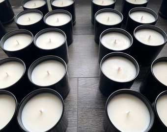 Set of 12 | Wholesale Soy Wax Candles | Soy Candles for Resale| 10 oz. Black  Jar | Blank Label Soy Candles| Without Label Wholesale Candle