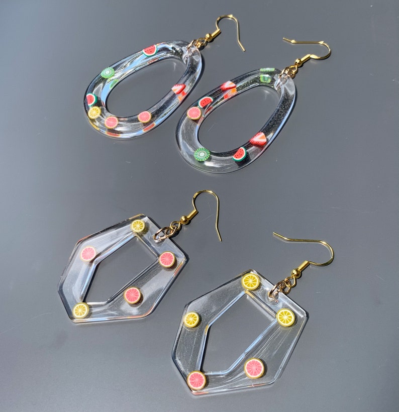 Fruit Slice Resin Earrings Pair Etsy