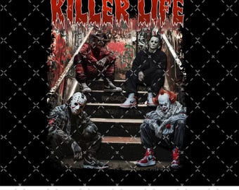 Thug Life Horror Movie PNG, Scary Halloween PNG, Horror Movies Png, Horror Killers, 90s Vintage Halloween, Spooky Png, Watch Scary Movies