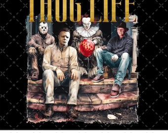 Thug Life Horror Movie PNG, Scary Halloween PNG, Horror Movies Png, Horror Killers, 90s Vintage Halloween, Spooky Png, Watch Scary Movies