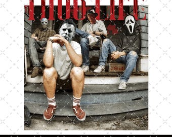 Thug Life Horror Movie PNG, Scary Halloween PNG, Horror Movies Png, Horror Killers, 90s Vintage Halloween, Spooky Png, Watch Scary Movies