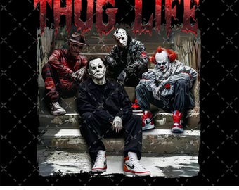 Película de terror Thug Life PNG, Halloween aterrador PNG, Películas de terror PNG, Asesinos del terror, Halloween vintage de los 90, PNG espeluznante, Ver películas de miedo
