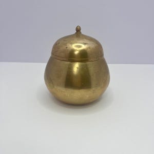 RARE Vintage Korea Brass Lidded Bowl Acorn Pot Tea Caddy Trinket Bowl with Lid