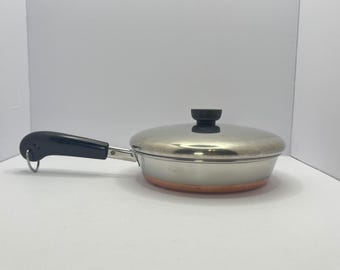 Vtg Revere Ware Copper Bottom Skillet 8" Stainless Steel Frying Pan Made in USA