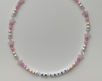 Harry Styles Inspired "I AM LOVED" Beaded Affirmation Necklace