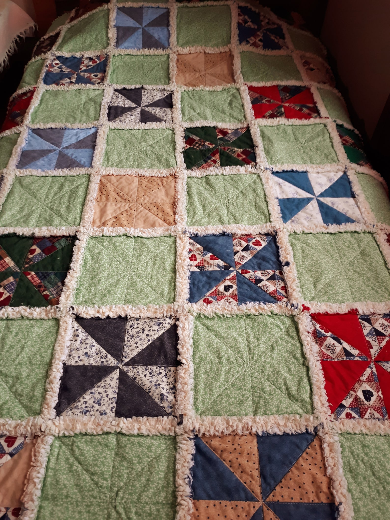 Rag Quilt, Throw, Pinwheel, Handmade Etsy