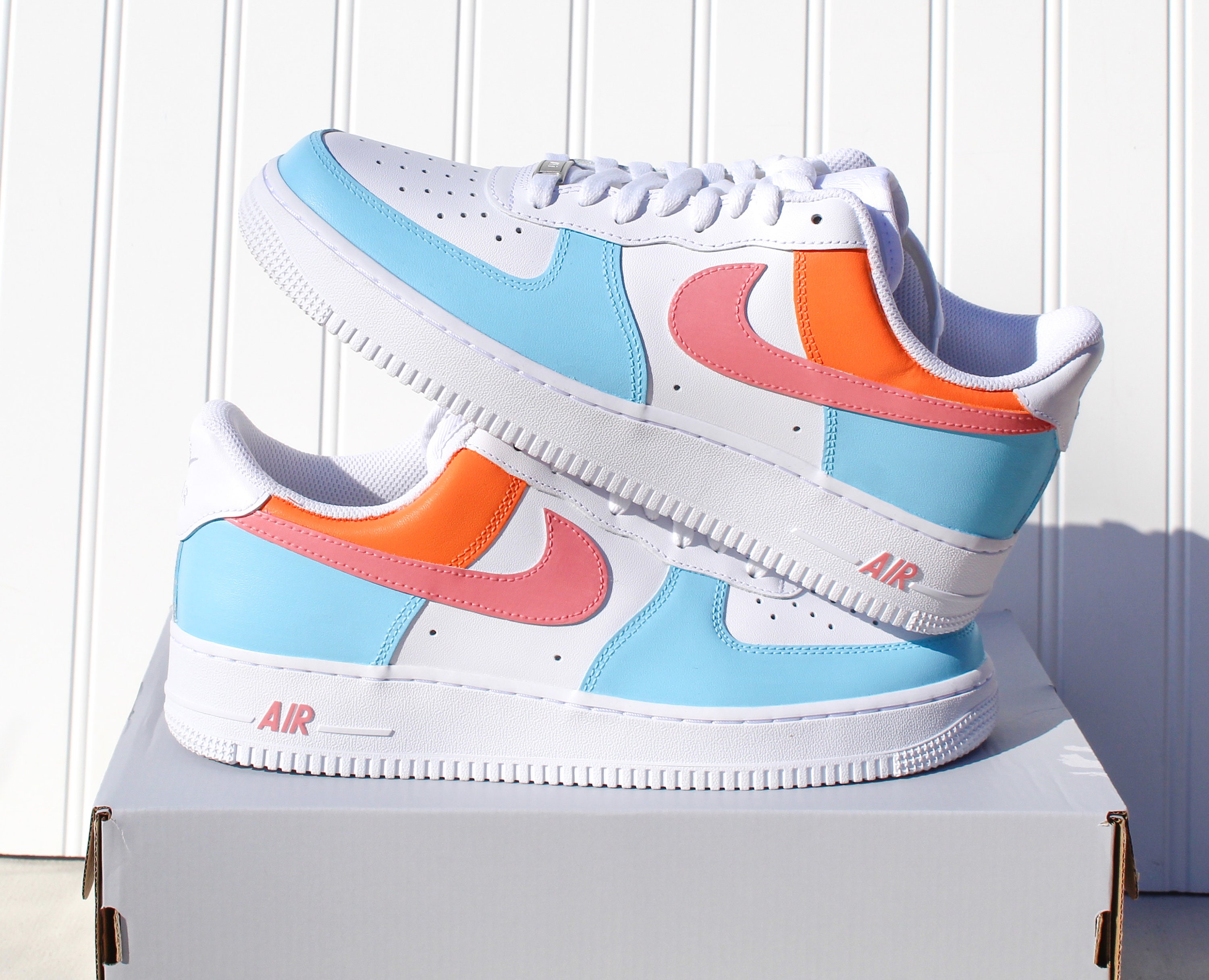 Tropical Colorblock Air Force 1 | Handpainted | Custom - Etsy