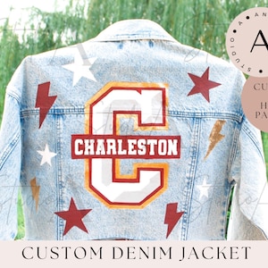 School Denim Jacket | Lightening Bolt | Handpainted | Custom