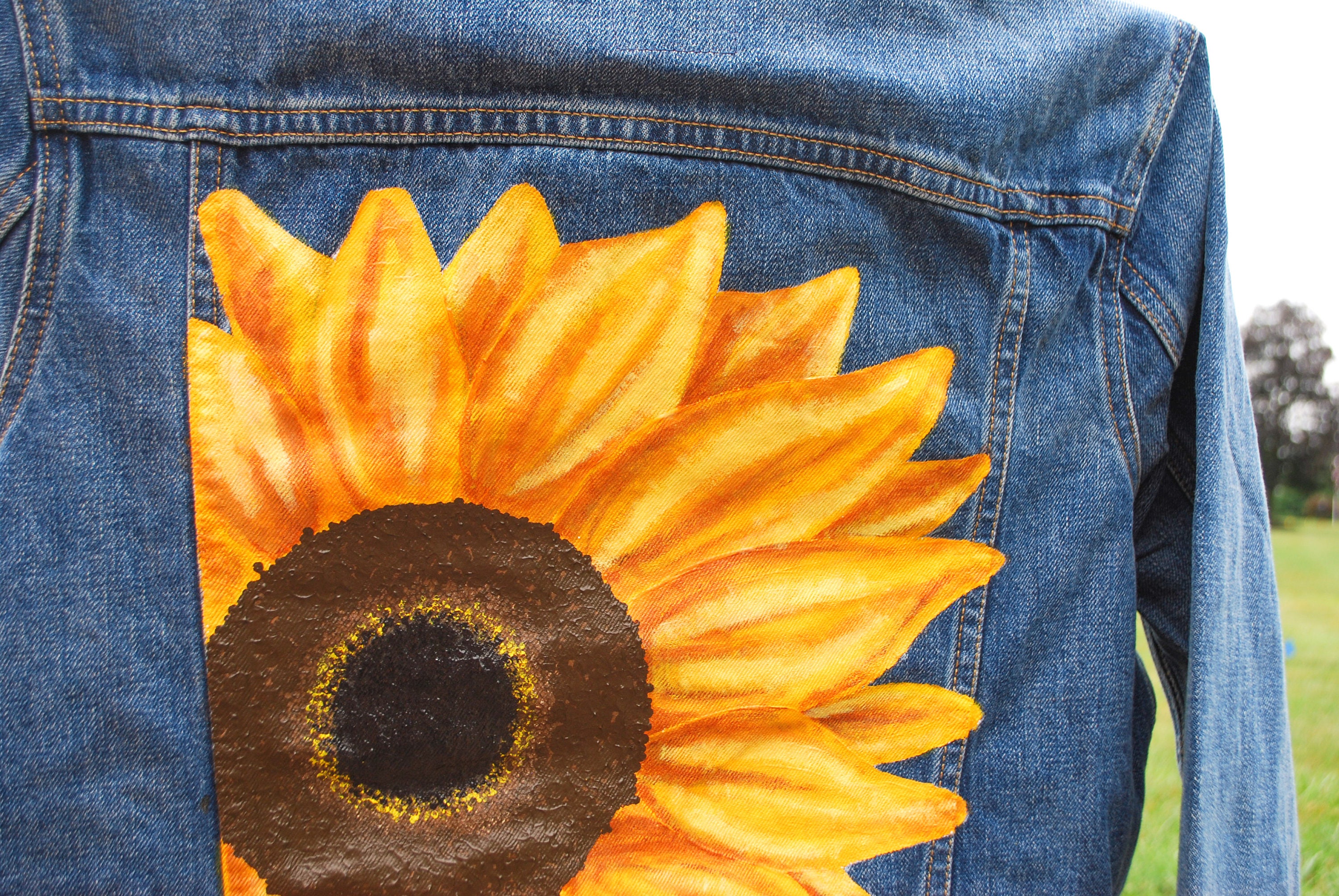 Sunflower Denim Jacket Customizable Many Sizes Styles and Etsy
