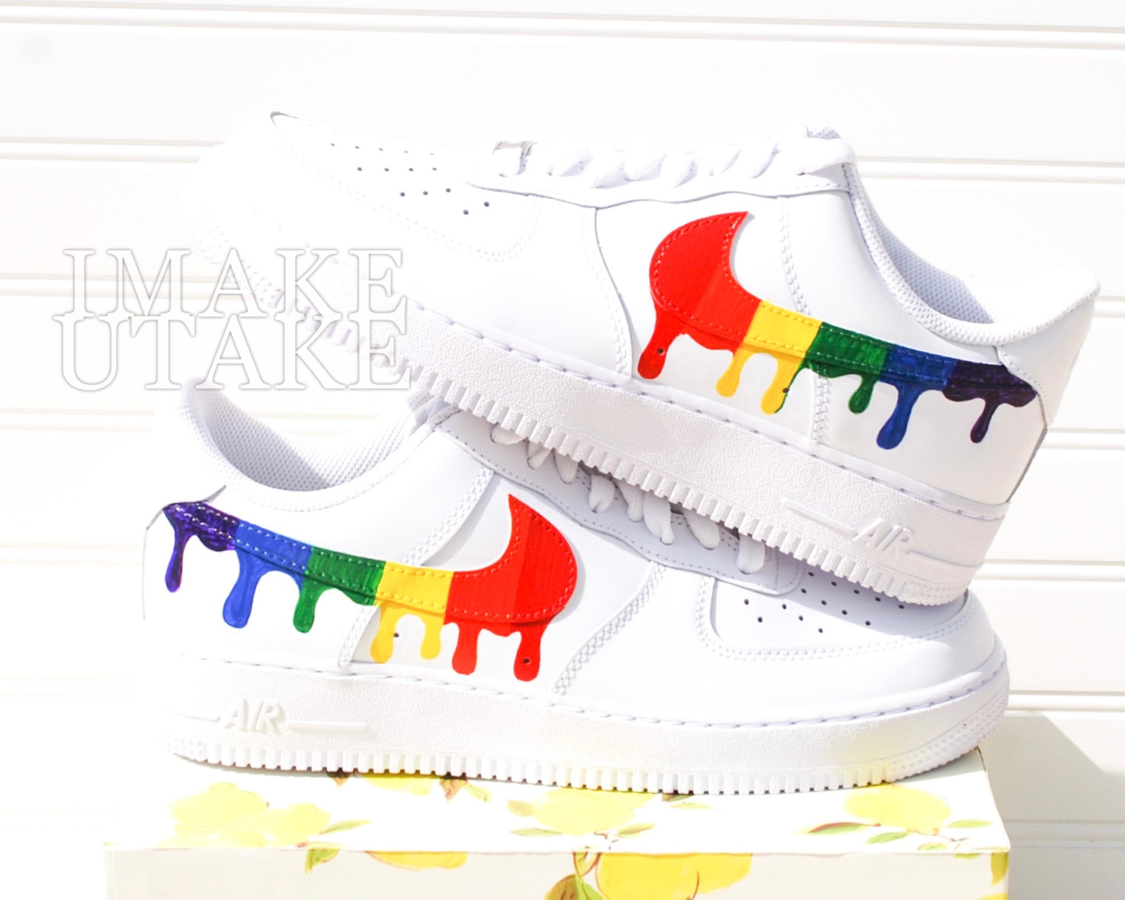 Rainbow Drip Air Force 1's 🌈 – Tori's Custom Art