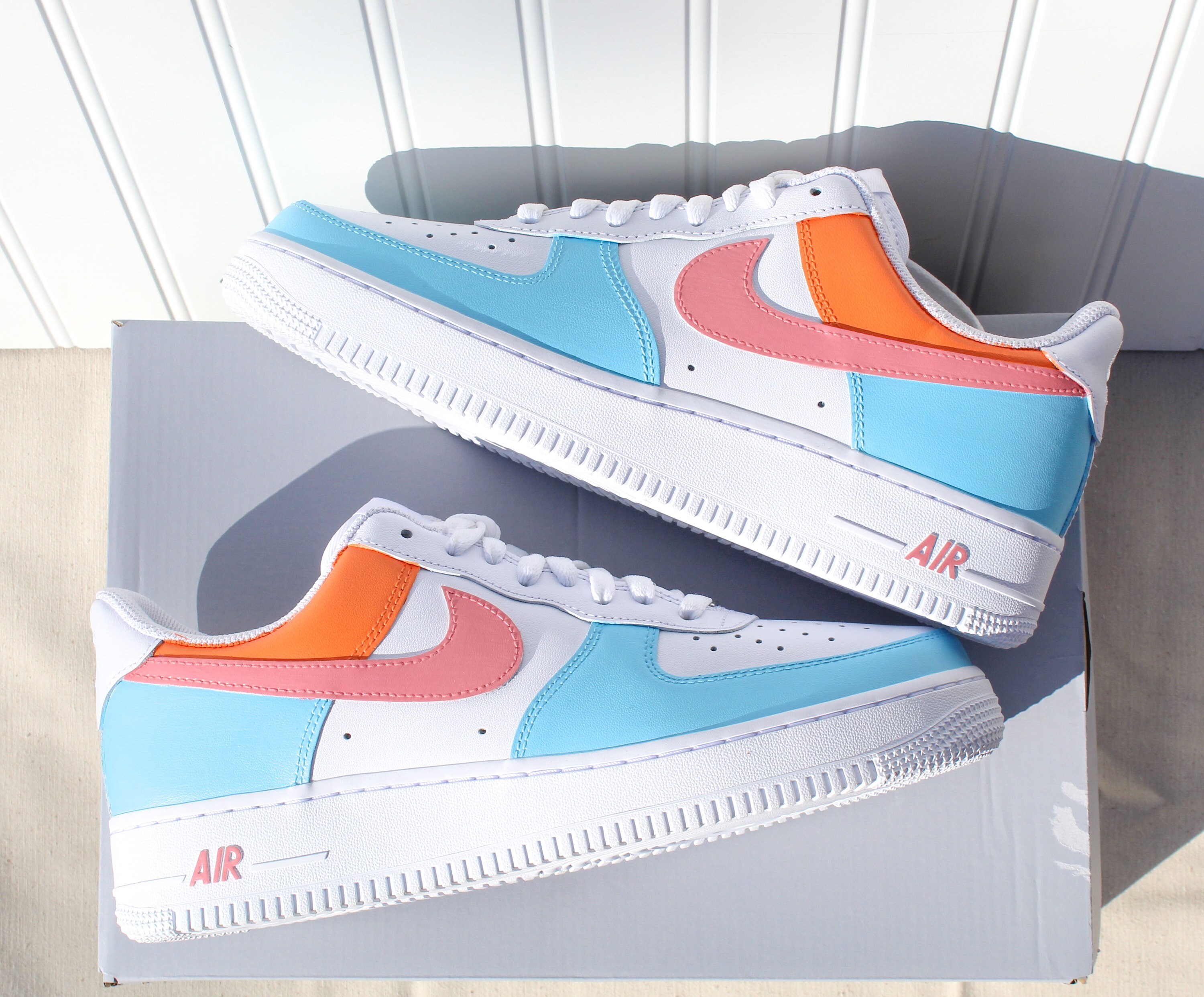 Tropical Colorblock Air Force 1 | Handpainted | Custom - Etsy