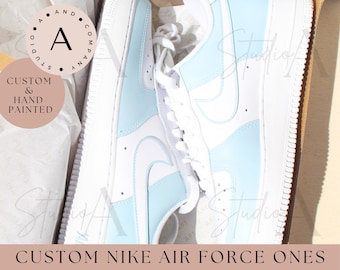 Light Blue Colorblock Air Force 1 | Handpainted | Custom