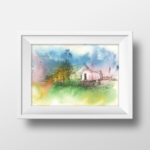 羊飼いの荷馬車 水彩画 アート 絵画 プリント