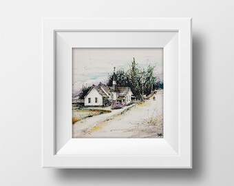 Church Painting - Watercolor Art Print - Watercolor Wall Art - Big Horn Chapel - Watercolor Landscape Painting