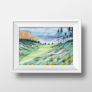 Arcadia Bluffs Hole #11 Watercolor Print