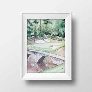 Augusta National Hole #12 Watercolor - Augusta National Art Print - Golf Watercolor Wall Art - Masters Golf Painting- Watercolor Art Print