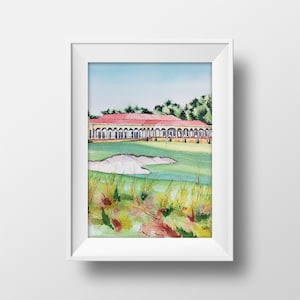 Pinehurst No. 2 Clubhouse Art Print, Pinehurst Hole #18 Watercolor, Pinehurst Painting, Pinehurst Golf Course, Golf Art Print