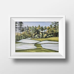 Masters Hole #3 Flowering Peach Watercolor Art Print, Masters Tournament Golf Art, Augusta National Golf Club Painting