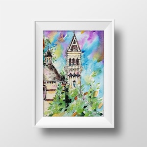 Utah State University Old Main Watercolor - USU Old Main - USU Wall Art - Watercolor Painting - College Watercolor - Art Print