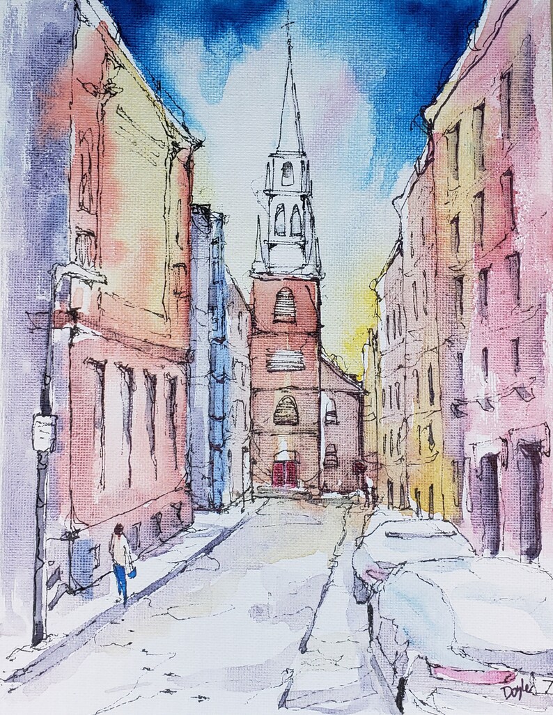 Old North Church Watercolor Old North Church Painting | Etsy