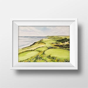 Bandon Dunes Hole 6 Watercolor Print, Bandon Dunes Golf Art