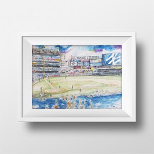 ヤンキースタジアムアートプリント - ヤンキースタジアム水彩画 - ヤンキース水彩画ウォールアート - ニューヨークヤンキース - 彼や彼女へのヤンキースギフト