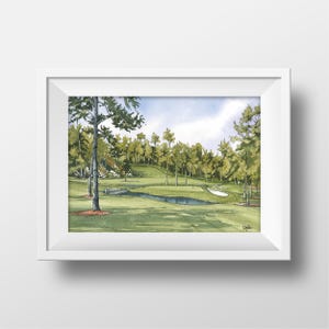 Augusta National Golf Club Hole #15 Watercolor Art Print, Masters Hole 15 Firethorne, Masters Tournament Golf Art