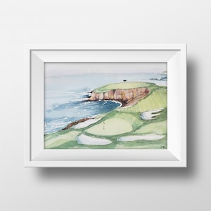 Pebble Beach Hole #8 Watercolor - Pebble Beach Art Print - Golf Watercolor Wall Art - Pebble Beach Golf Course - Watercolor Art Print