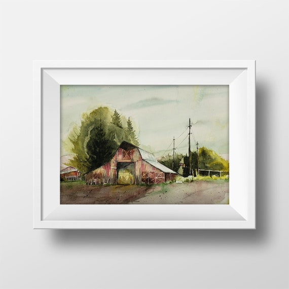 Rustic Barn Watercolor Watercolor Fine Art Print Old Barn Etsy
