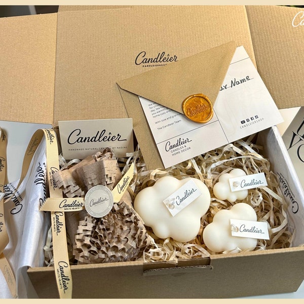 Personalisierte Geschenk Box für Frauen | Freundin Geschenkkorb mit Name | Kerzen weihnachtsgeschenk für Sie und Ihn | Geschenkidee box