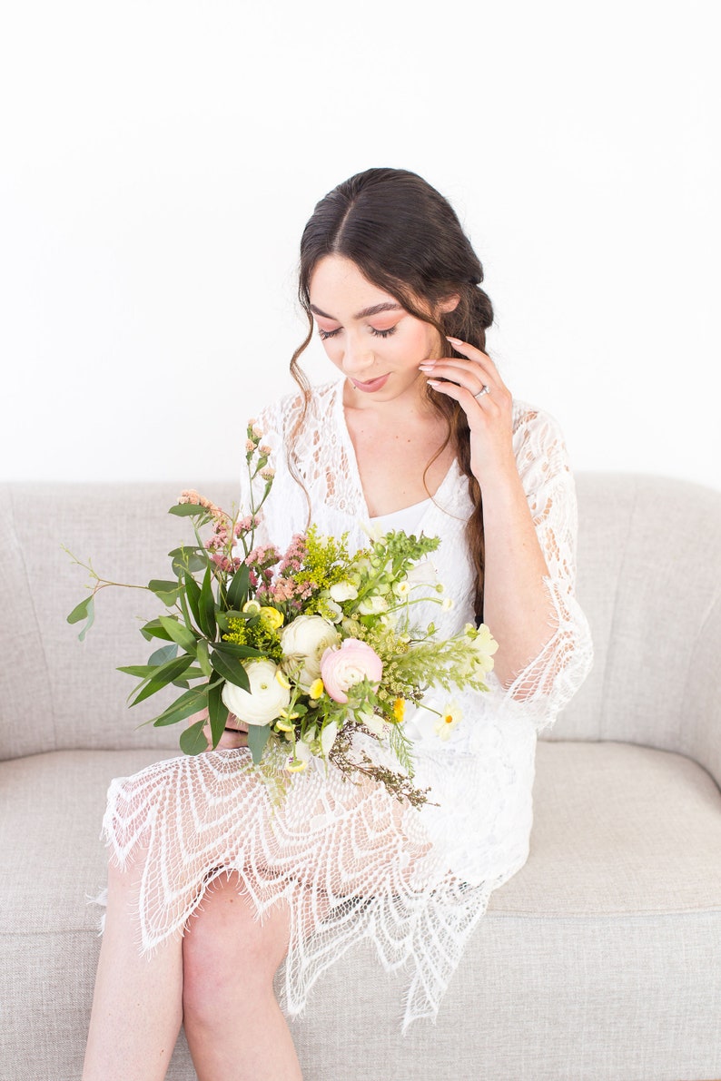 Lace Robe Bride Robe Personalized Bride Robe Bridal Robe Etsy