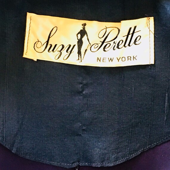 SUZY PERETTE ~ 50s Vintage 'New Look' Navy Silk D… - image 7