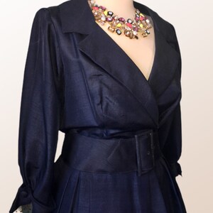 SUZY PERETTE 50s Vintage 'New Look' Navy Silk Day or Party Dress S image 5