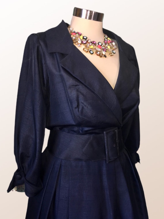 SUZY PERETTE ~ 50s Vintage 'New Look' Navy Silk D… - image 5