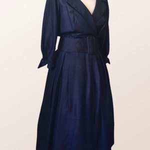 SUZY PERETTE 50s Vintage 'New Look' Navy Silk Day or Party Dress S image 3