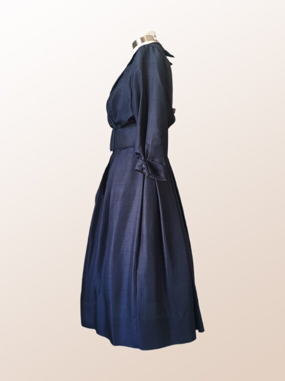 SUZY PERETTE ~ 50s Vintage 'New Look' Navy Silk D… - image 2