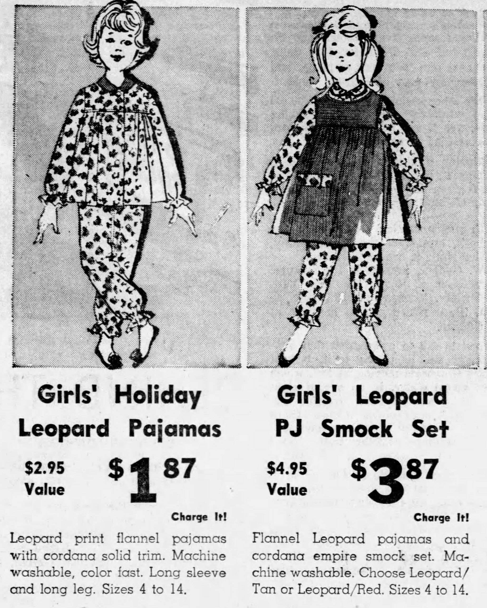 COZY KITTY 60s Leopard Print ruffled Flannel Pajamas pjs S M Etsy
