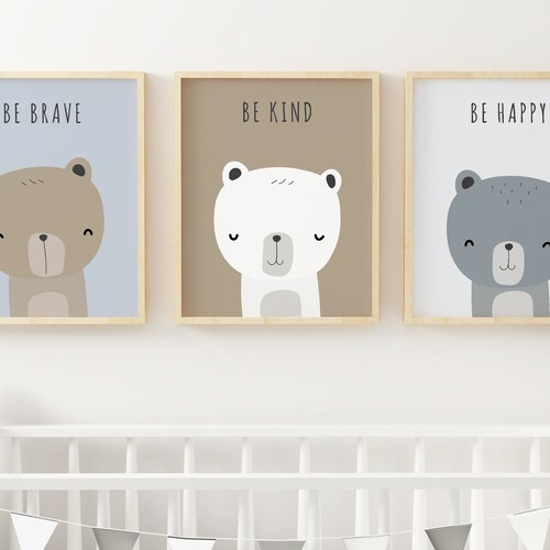 Bear Nursery Wall Art Bear Art Print Brown Nursery Wall Decor Etsy