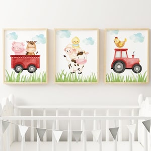 Farm Animals Nursery Wall Art Set of 3 Farm nursery prints Farm Baby animals for Nursery Farm nursery decor Farm Bedroom, Instant Download