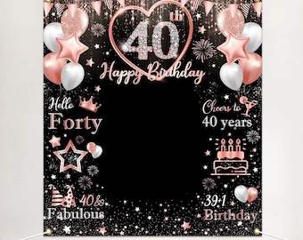 Rose Gold Happy Birthday Banner & Balloon Garland Set - 59x35 Inch Backdrop With Confetti For Women's 16th 21st 30th 40th 50th Birthday Party Decor