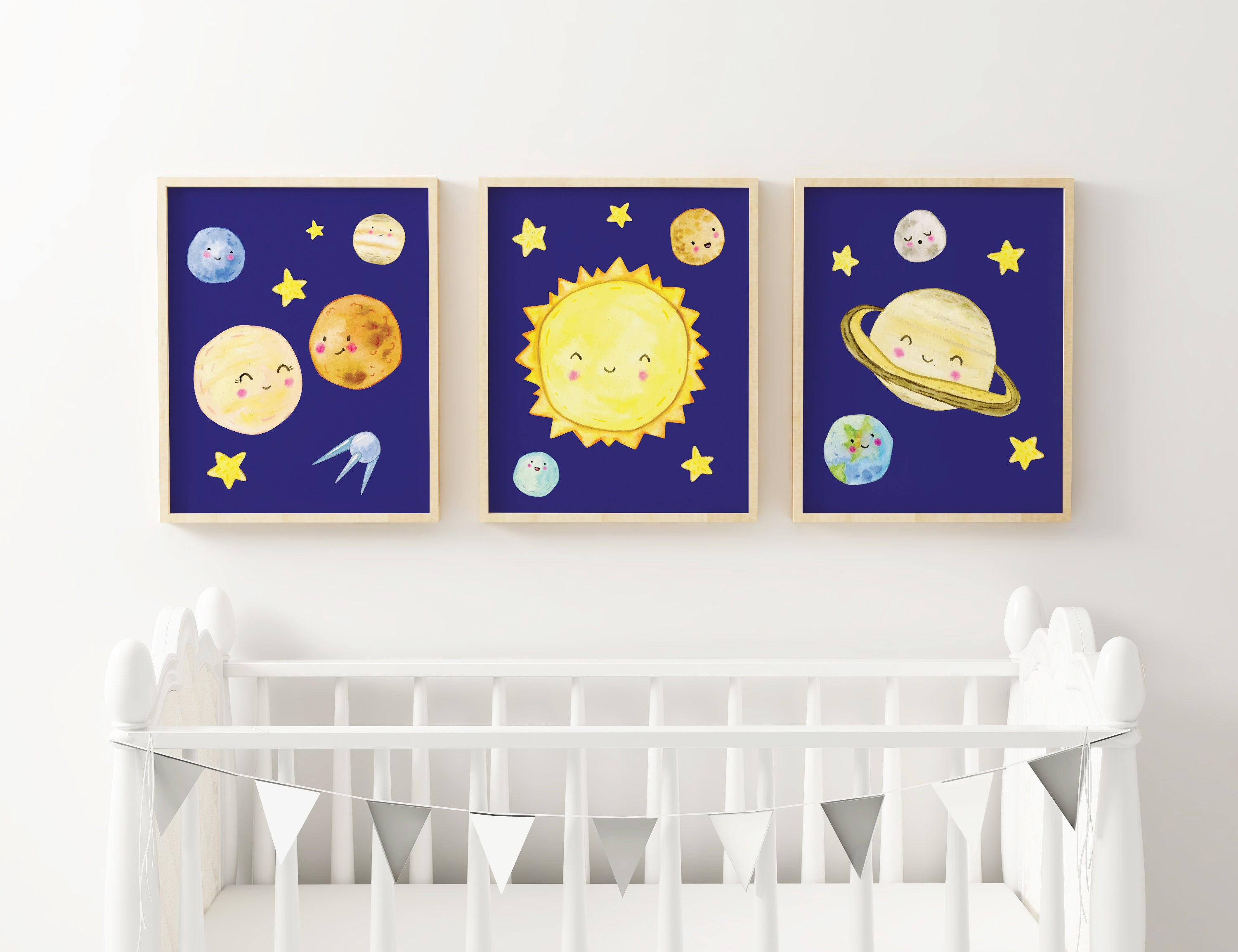 Space Nursery Wall Art Set of 3 Space Art Prints Outer space Etsy