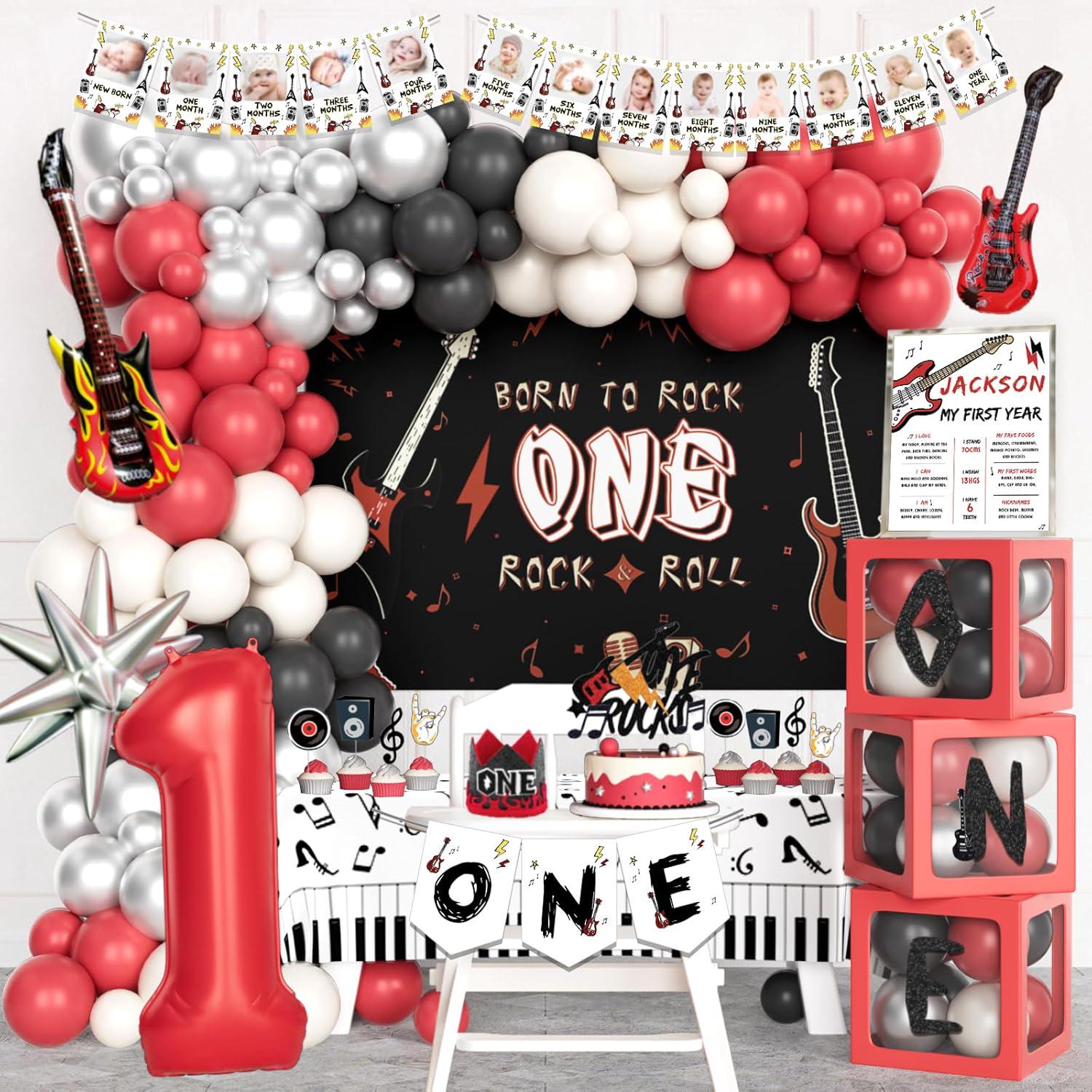 One Rocks First Birthday One Rocks 1st Birthday Decoration, Boy Born to Rock One Birthday ...