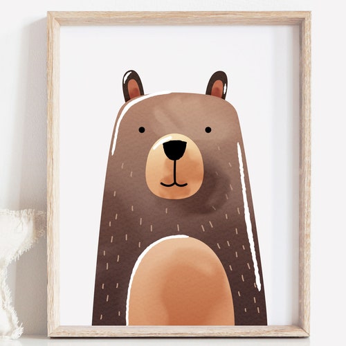 Bear Nursery Wall Art Bear Art Print Brown Nursery Wall Decor Etsy