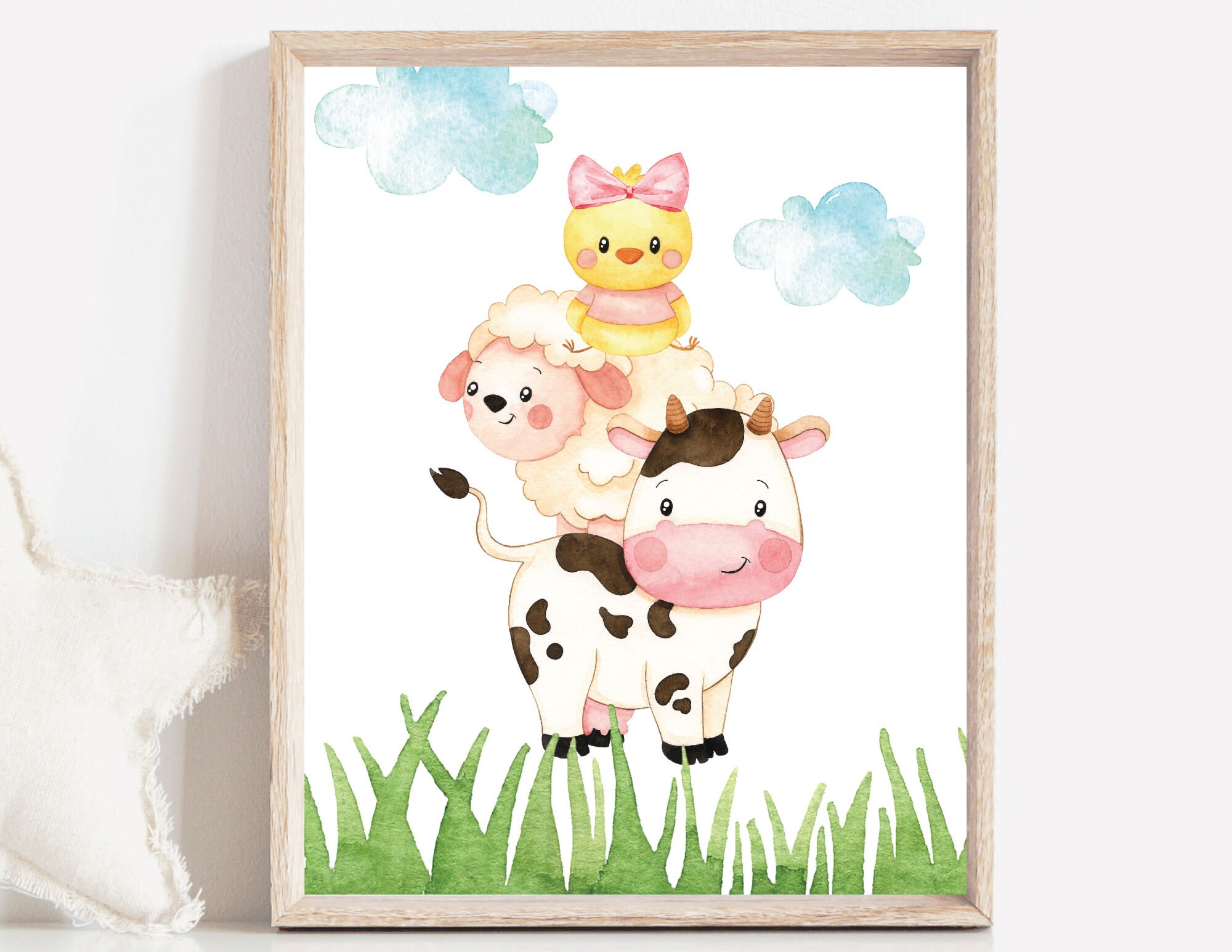 Farm Animals Nursery Wall Art Set of 3 Farm Nursery Prints Etsy