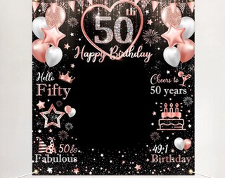 Unique Party Striscione Buon 50° Compleanno – Glitter Oro Rosa, 2,74 M, Con Scritta Happy 50th Birthday, Per Decorazioni Festa