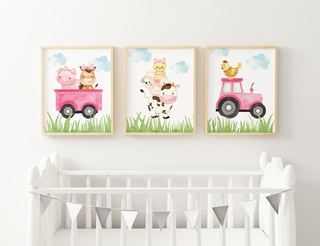 Farm Animals Nursery Wall Art Set of 3 Farm Nursery Prints Farm Baby ...