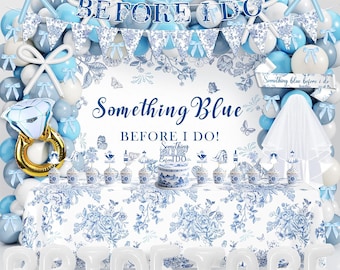 Something Blue Before I Do Bridal Shower Decorations, Blue Bachelorette Party Backdrop, Blue Coquette Bow Balloon Garland, Banner