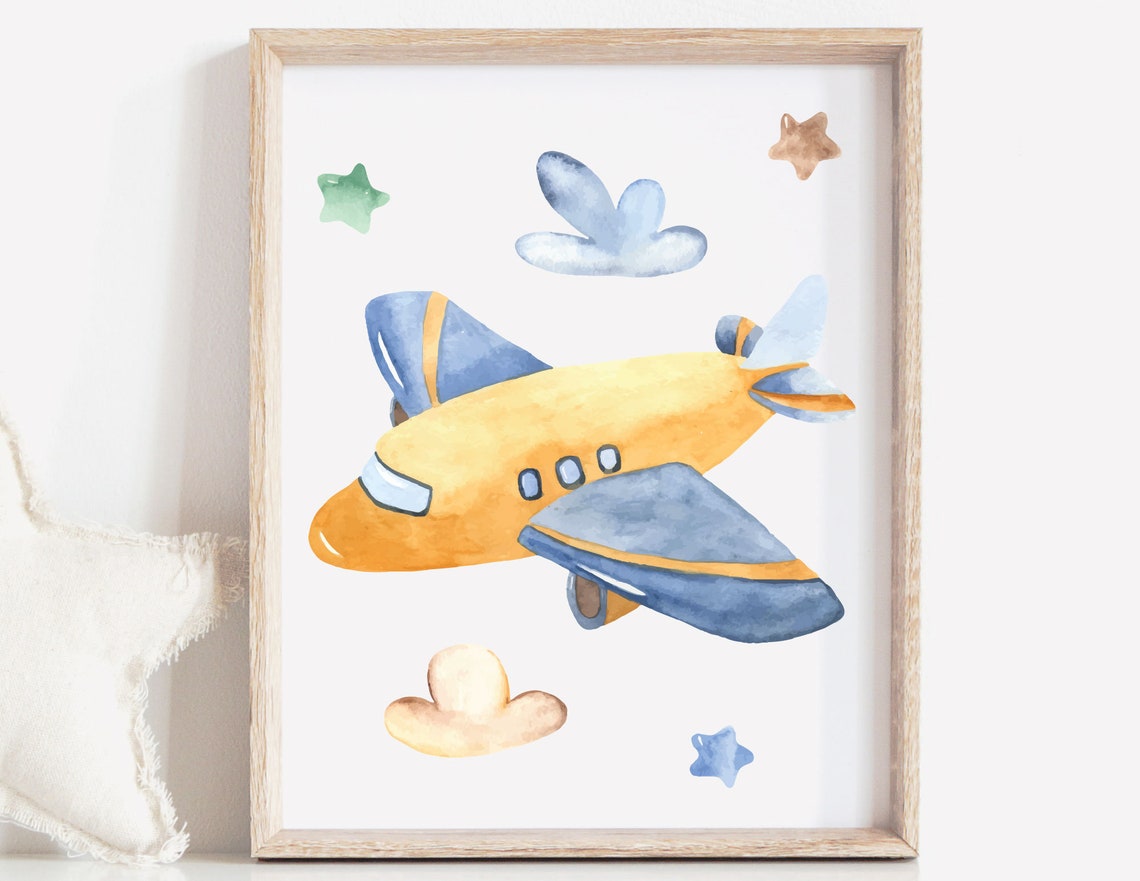 Airplane Nursery Wall Art Set of 3 Airplane Art Prints Plane Etsy