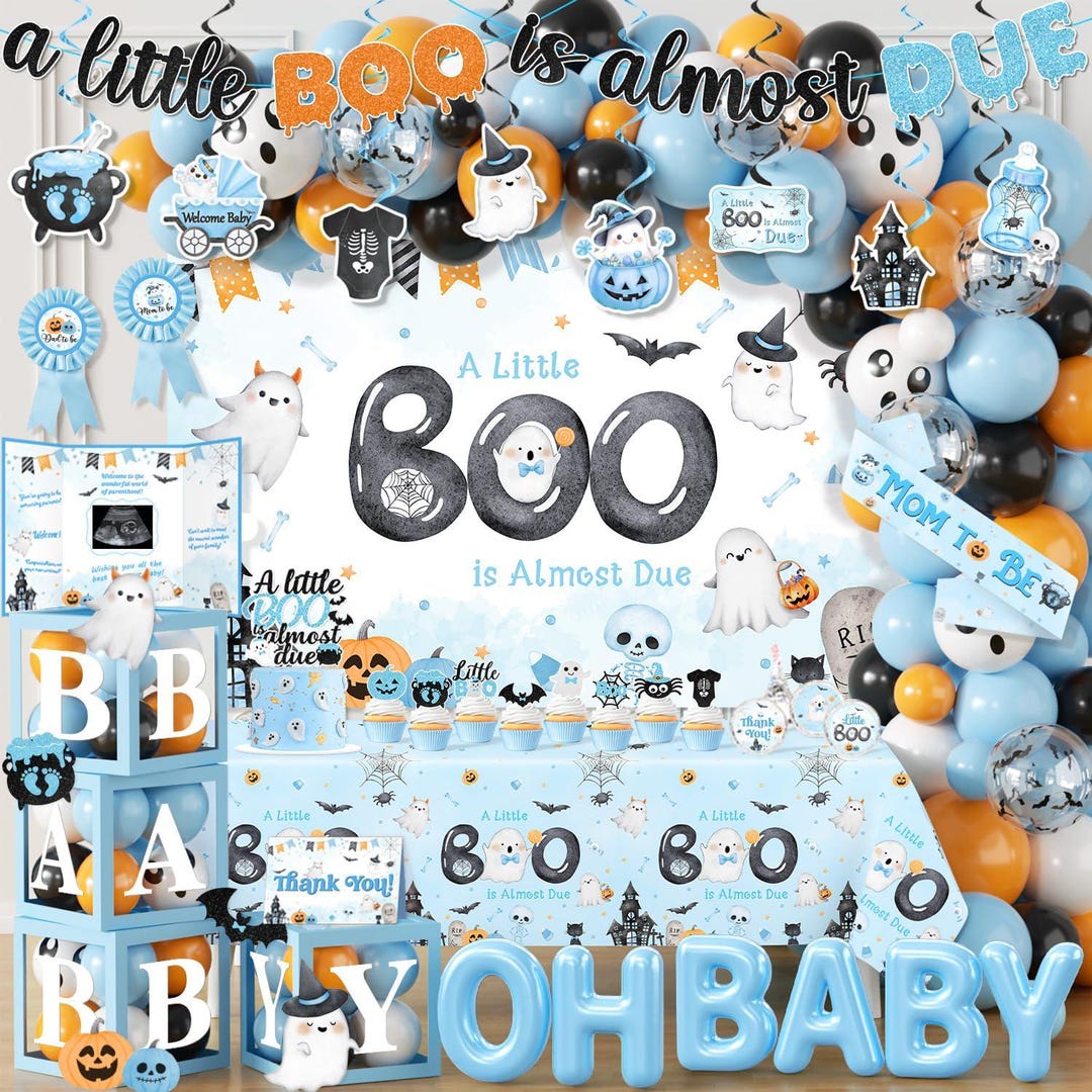 Gyufise 36Pcs Baby Shower Halloween Cupcake Toppers Ghost Bat A Baby Is Brewing Cupcake Picks Baby Boo It's A Girl Cake Decorations For Halloween Theme Baby Shower Girls Birthday Party Supplies