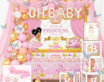 Royal Princess Baby Shower Decorations, Baby Box with Letters, A Little Princess Is On The Way Backdrop, Little Princess Balloon Garland